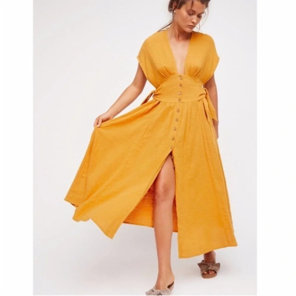 Free People Jacinta Midi Flowy Boho Dress NWT size XS - Picture 1 of 10